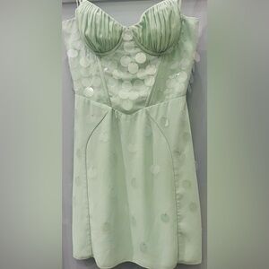 OH POLLY Mint Green Mini Corset Dress w/ Clear Sequin Size 4